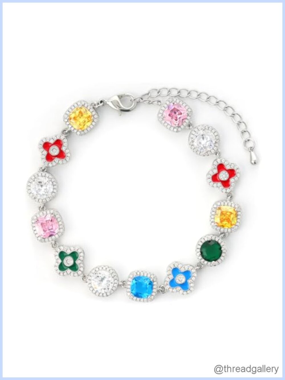 10mm White Gold Plated CZ Tennis Bracelet Adjustable Chain 7-8 In